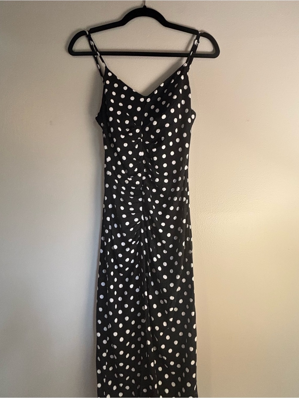 Zara Black & White Polka Dot Spaghetti strap Maxi Dress